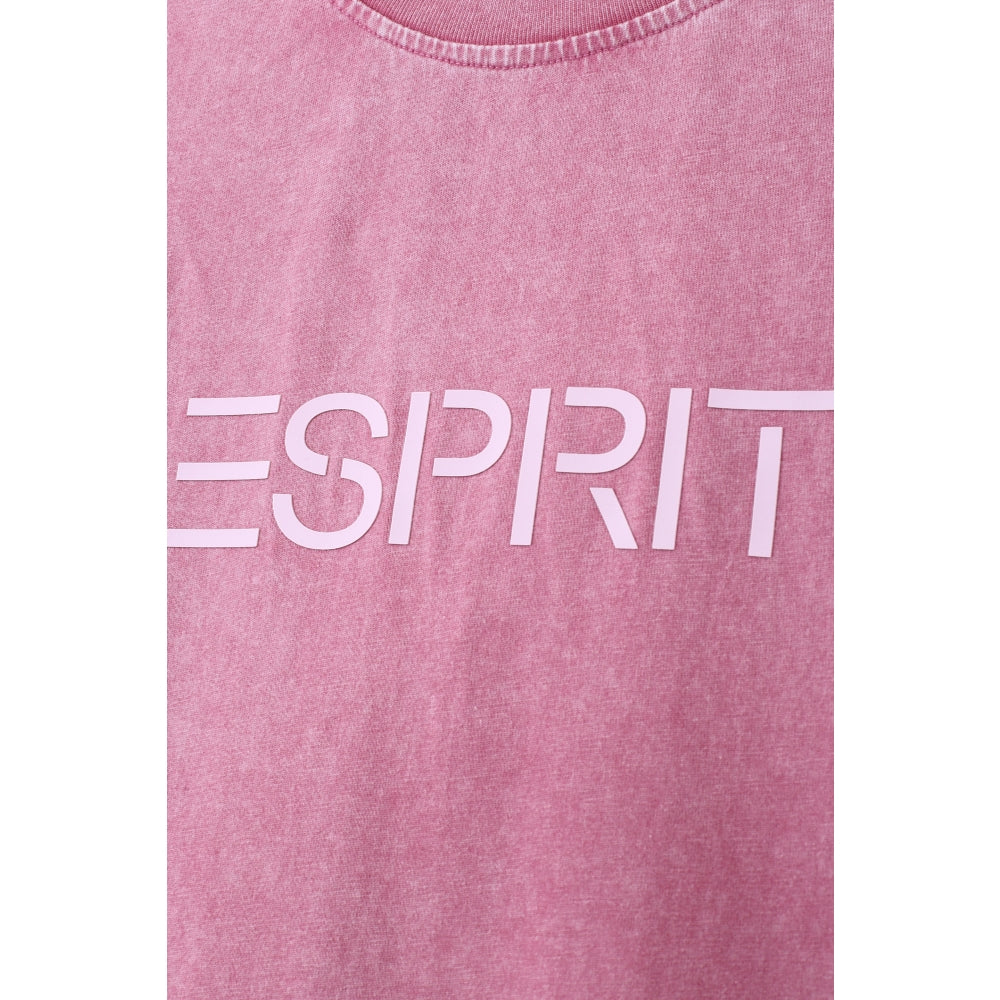 ESPRIT ACID WASH LOGO T-SHIRT(UNISEX)-PINK