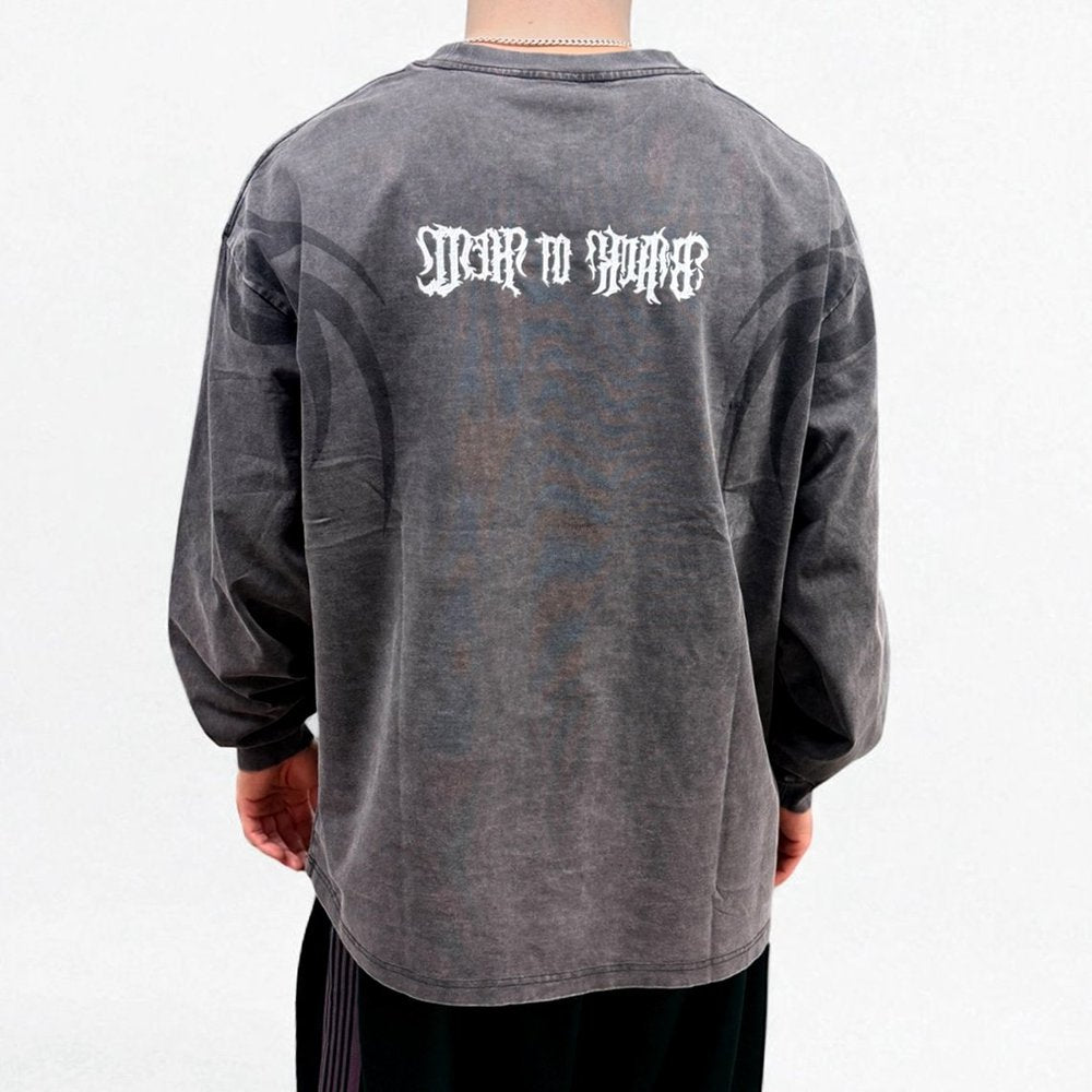 2ND CLOSET "BACK TO HELL" GOKU WASHED LS T-SHIRT-BLACK