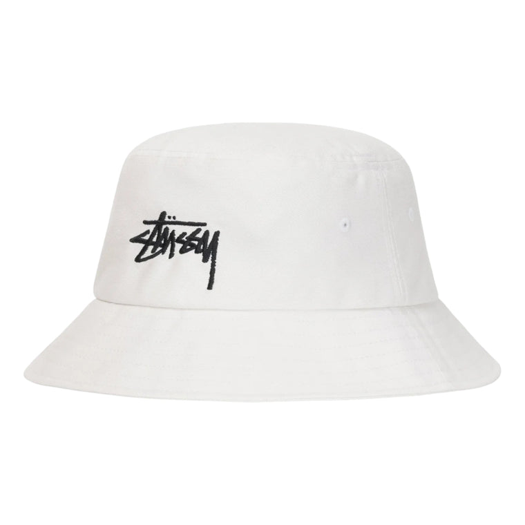 CONSIGNMENT- STUSSY BIG STOCK BUCKET HAT-WHITE