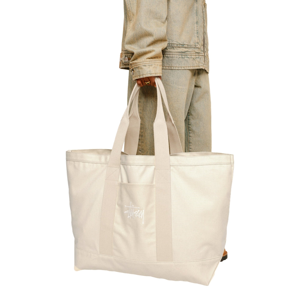 STUSSY CANVAS EXTRA LARGE TOTE BAG-NATURAL