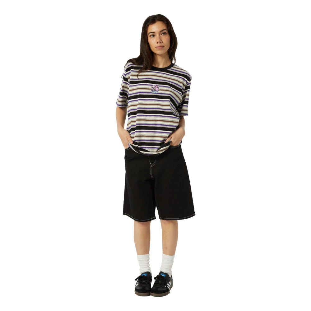 HUF CHESHIRE S/S STRIPE KNIT TOP-BLACK