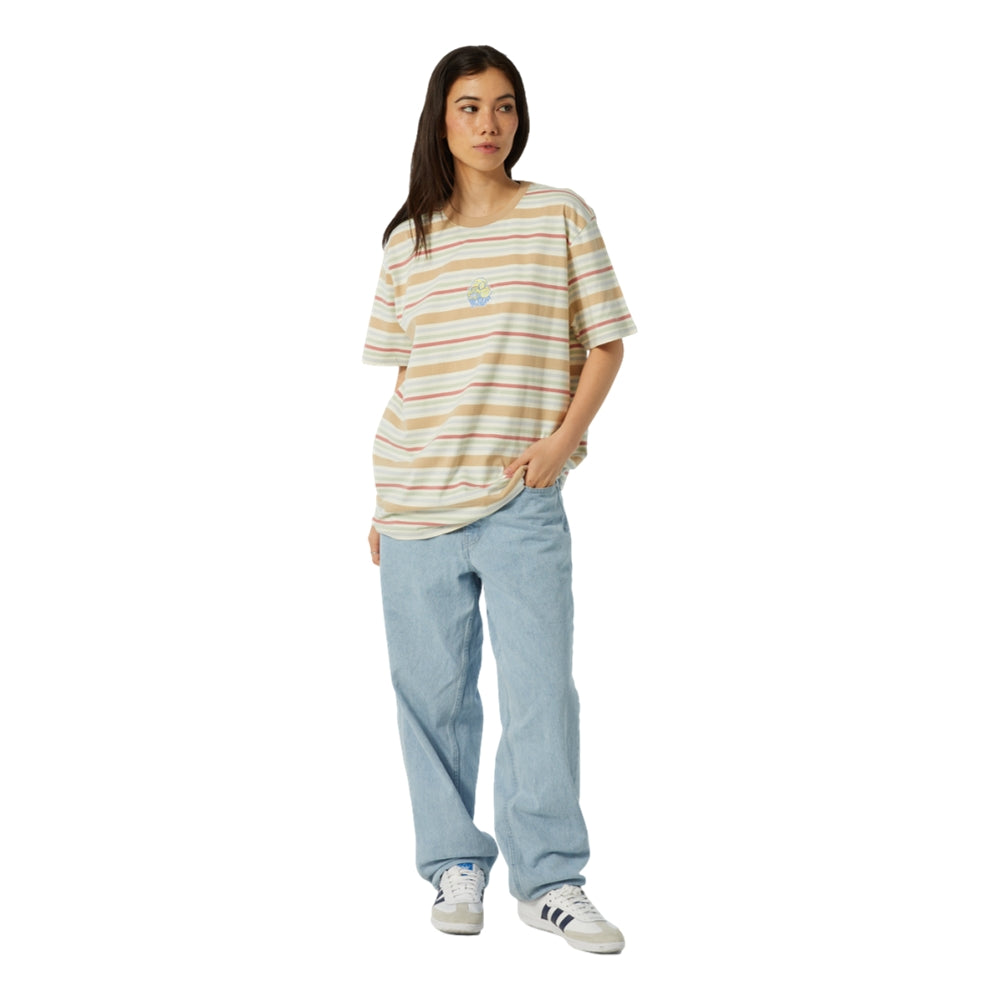 HUF CHESHIRE S/S STRIPE KNIT TOP-CREAM