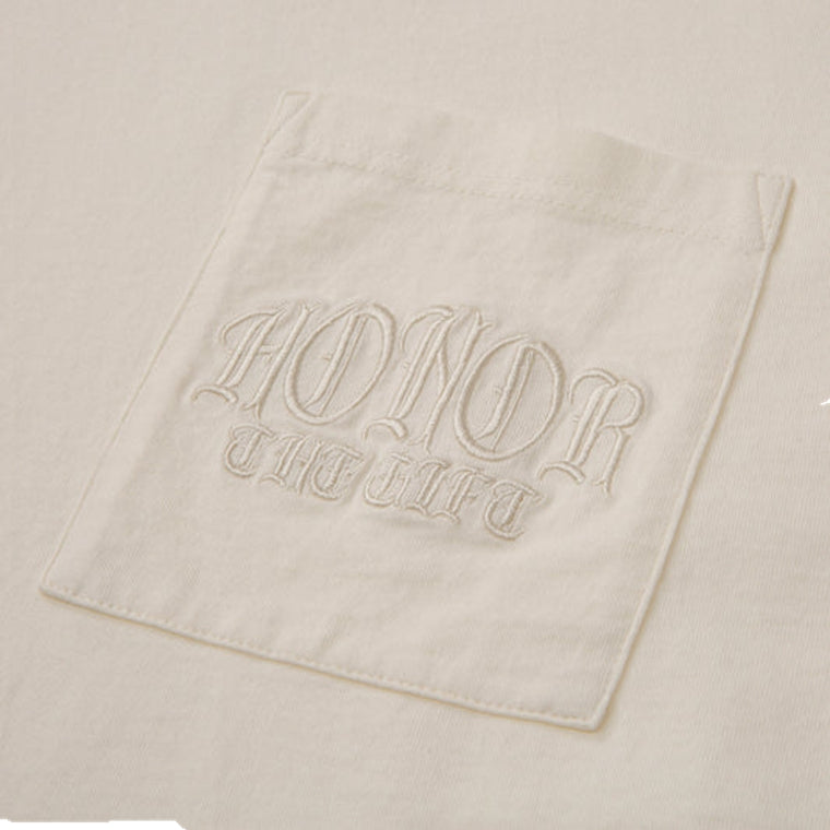 HONOR THE GIFT EMBROIDERED POCKET TEE-BONE