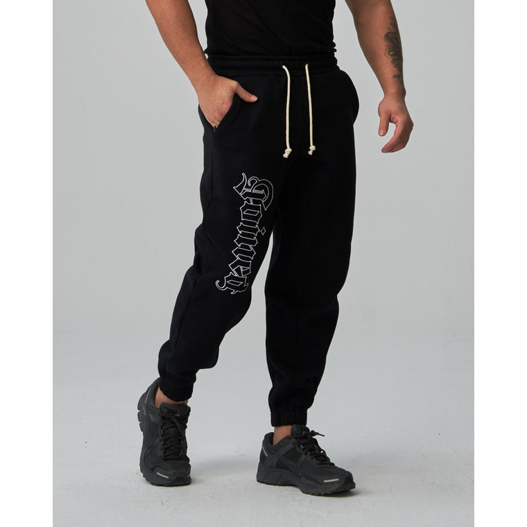 TEAMJOINED JOINED® GOTHIC OUTLINE EMBROIDERY OVERSIZED SWEATPANTS-BLACK