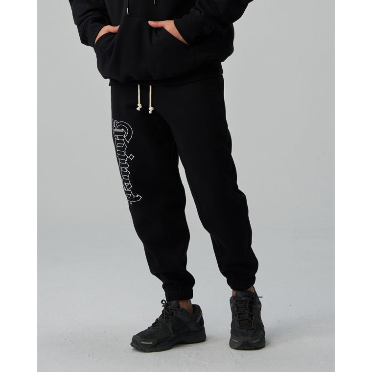 TEAMJOINED JOINED® GOTHIC OUTLINE EMBROIDERY OVERSIZED SWEATPANTS-BLACK