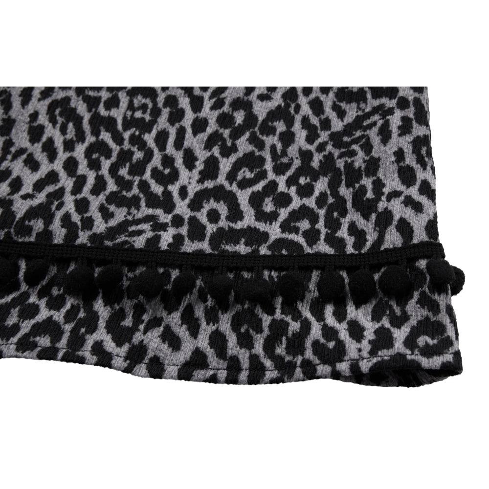 NEUTRAL SOCIETY LEOPARD A-LINE SKIRT-GREY LEOPARD