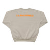 TEAMJOINED JOINED® LOGO DROP SHOULDER FLEECE PULLOVER-CREAM GRAY/ORANGE