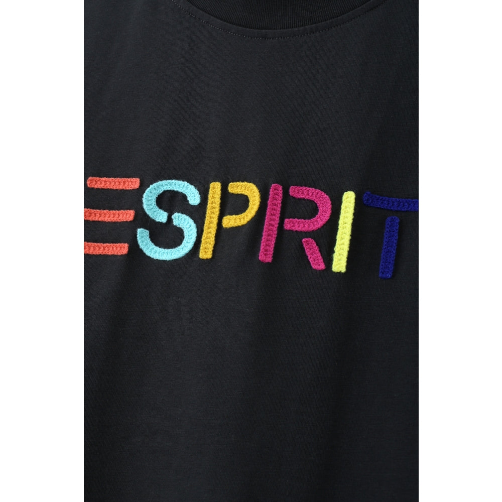 ESPRIT MULTICOLOUR EMBROIDERED LOGO CREW NECK T-SHIRT(UNISEX)-DARK GREY