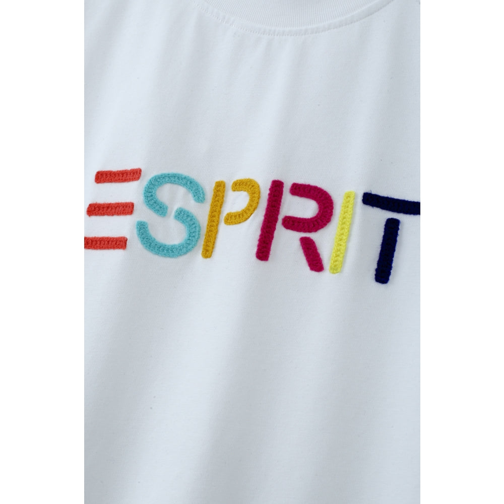ESPRIT MULTICOLOUR EMBROIDERED LOGO CREW NECK T-SHIRT(UNISEX)-OFFWHITE
