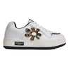 ARTICLE NO. BURGER LEOPARD FLORAL PATCH LOW-TOP SKATE SNEAKER-WHITE/LEOPARD