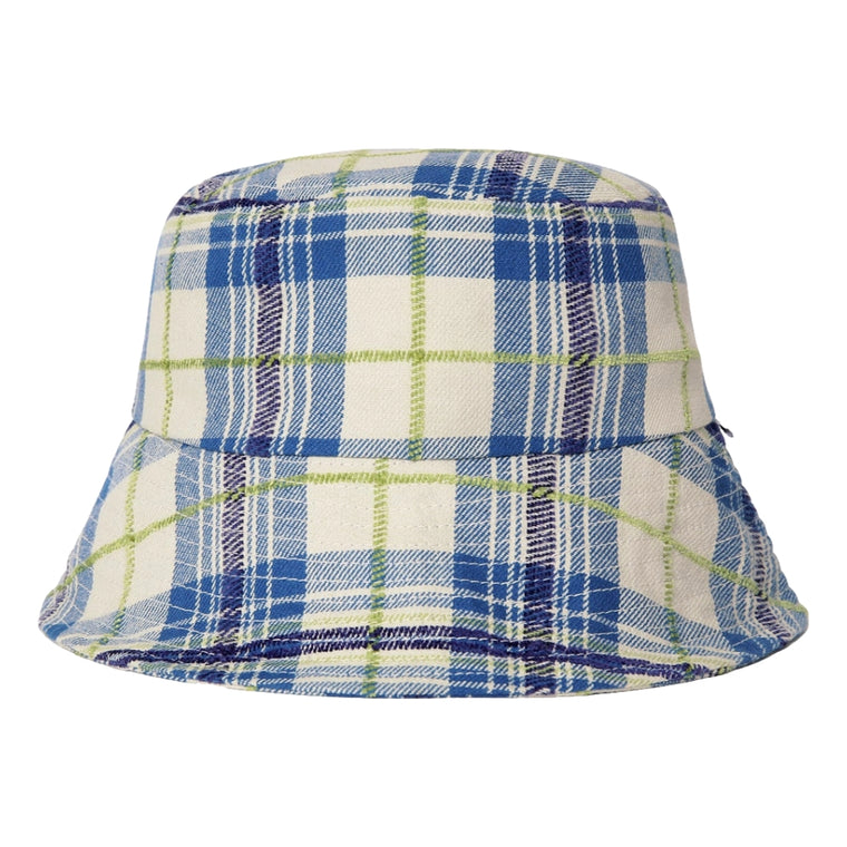 THIS IS NEVER THAT  PLAID LONG BILL BUCKET HAT-BLUE