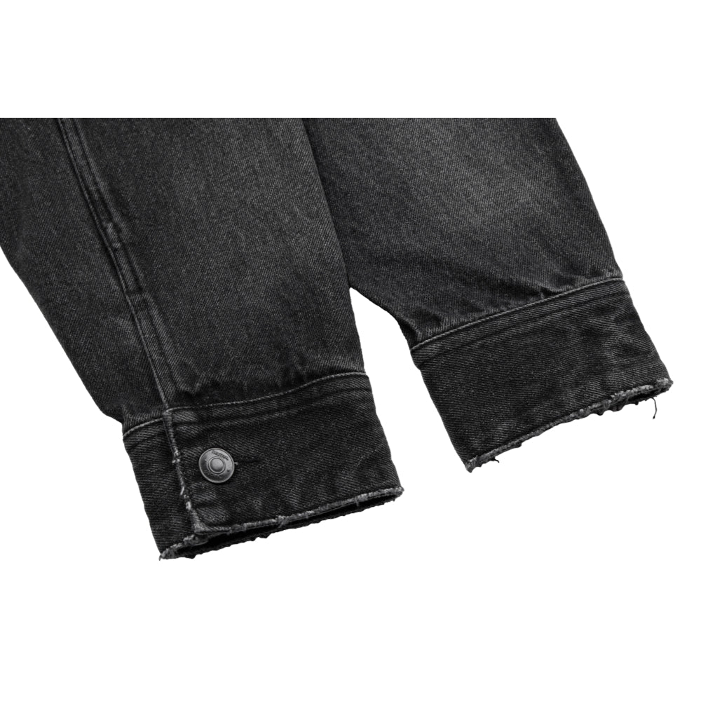 NEUTRAL SOCIETY RAW EDGE DENIM JACKET-BLACK DENIM
