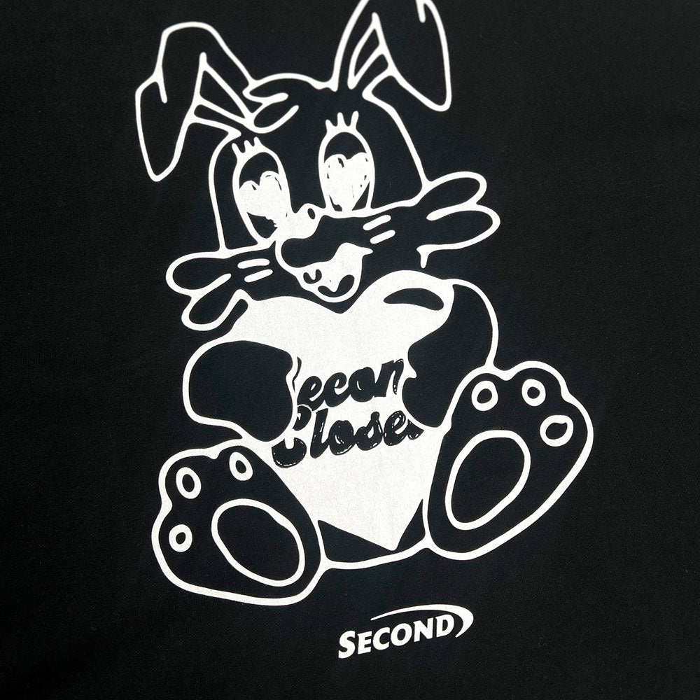 2ND CLOSET SECOND RABBIT WITH LOVE PRINTED T-SHIRT-BLACK