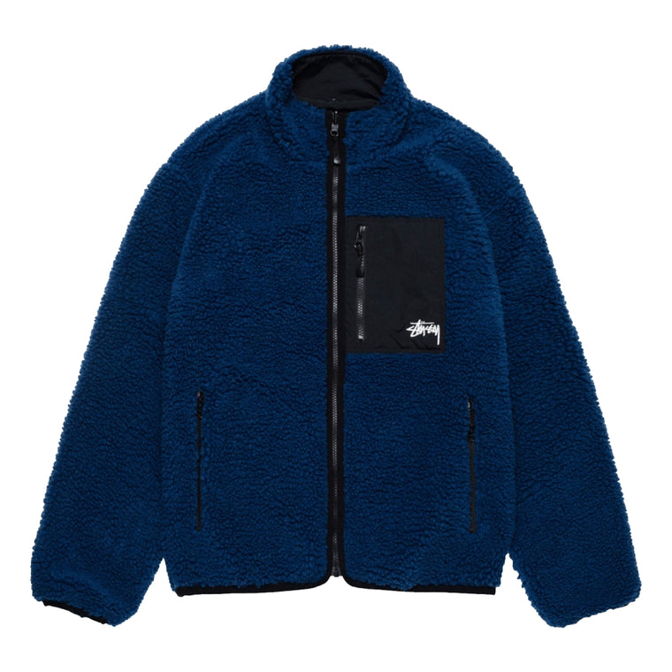 CONSIGNMENT- STUSSY SHERPA REVERSIBLE JACKET-WEATHERED BLUE