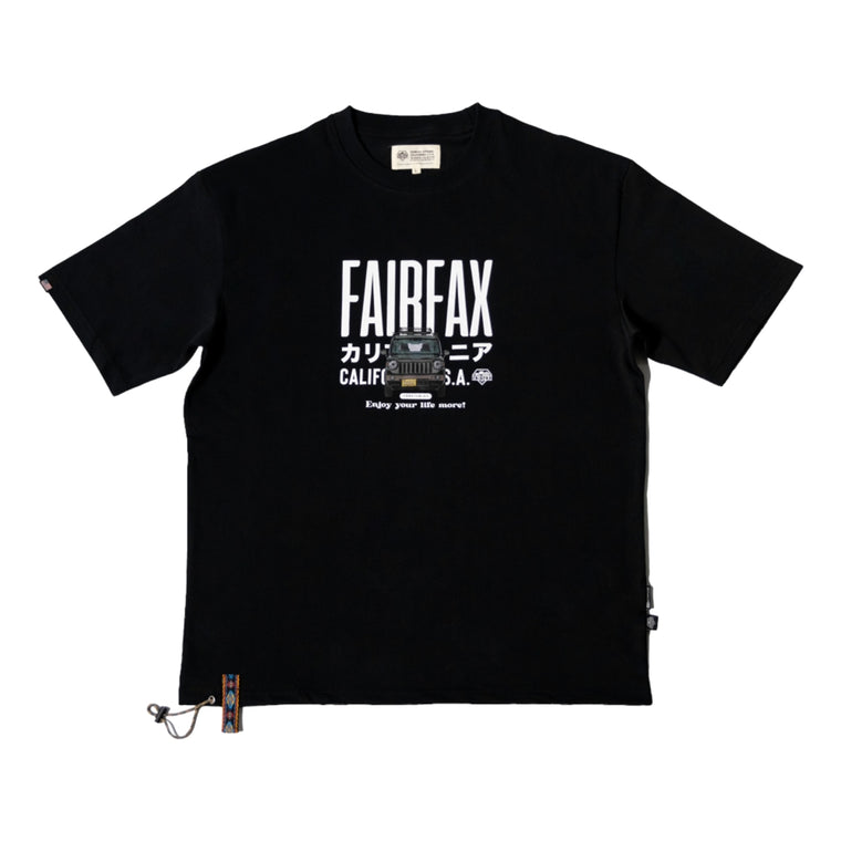 FAIRFAX TEXT TEE-BLACK