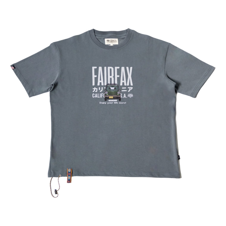 FAIRFAX TEXT TEE-CHARCOAL