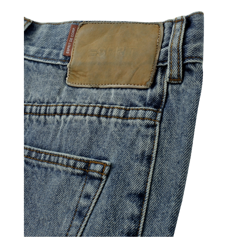 ESPRIT WIDE-LEG DENIM JEANS-DARK BLUE