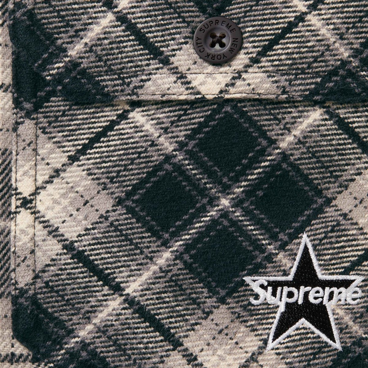 SUPREME THERMAL LINED ZIP UP FLANNEL SHIRT-BLACK
