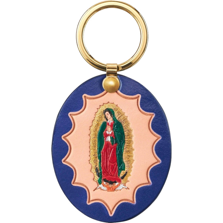 SUPREME GUADALUPE LEATHER KEYCHAIN-BLUE