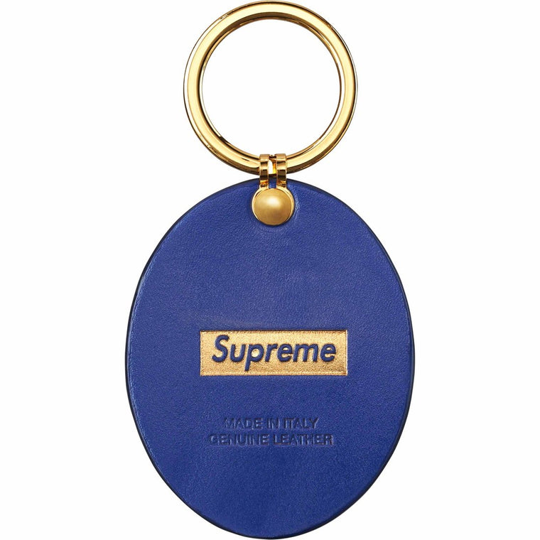 SUPREME GUADALUPE LEATHER KEYCHAIN-BLUE