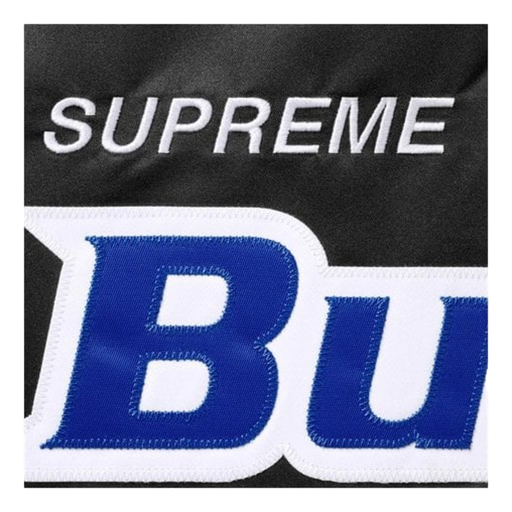 SUPREME MITCHELL & NESS® TEAMS HOODED SATIN VARSITY JACKET-BLACK