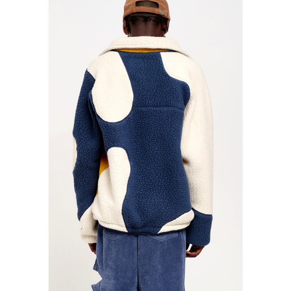 PERKS AND MINI LIVE ON EARTH RECYCLED SHEARLING JACKET-NAVY