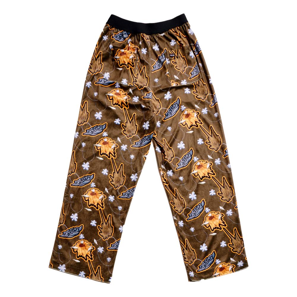 【MMERI VINTAGE】FLOWER PRINT VELOUR PANTS PERKS AND MINI METALLIC FLORAL VELOUR LEISURE PANTS-MULTI