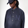 MADNESS 1/2 PLACKET MN-TEAM TWILL SHIRT (MADE IN JAPAN)-BLUE