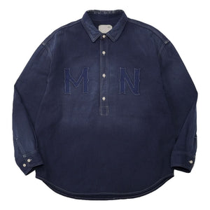 MADNESS 1/2 PLACKET MN-TEAM TWILL SHIRT (MADE IN JAPAN)-BLUE