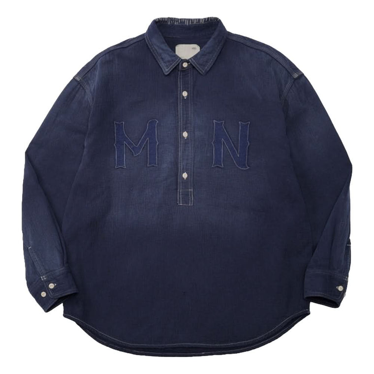 MADNESS 1/2 PLACKET MN-TEAM TWILL SHIRT (MADE IN JAPAN)-BLUE