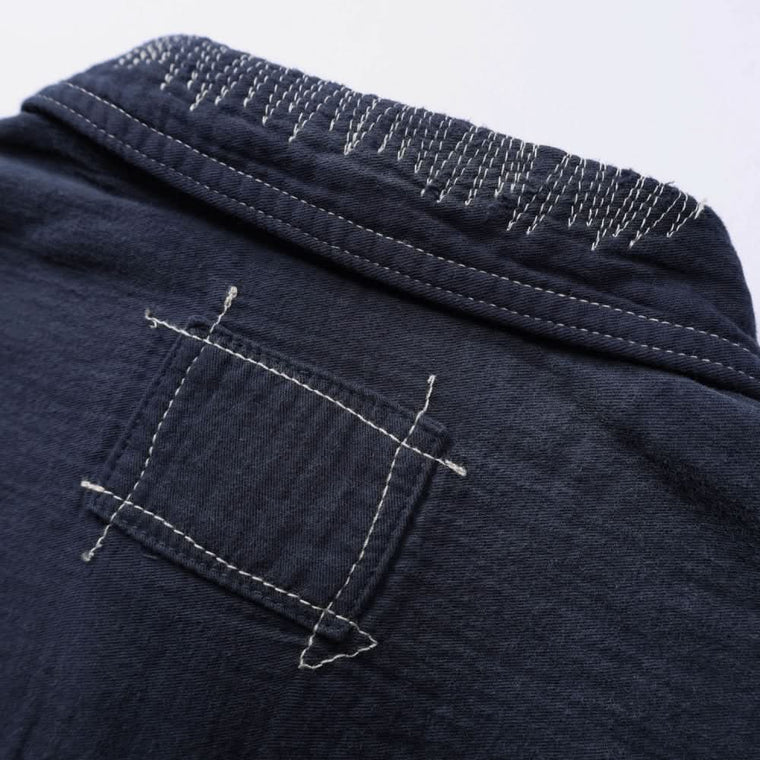 MADNESS 1/2 PLACKET MN-TEAM TWILL SHIRT (MADE IN JAPAN)-BLUE
