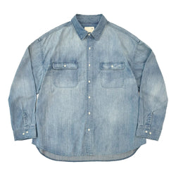 MADNESS 1940S CHAMBRAY WORKSHIRT-BLUE