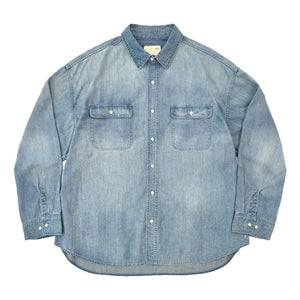 MADNESS 1940S CHAMBRAY WORKSHIRT-BLUE