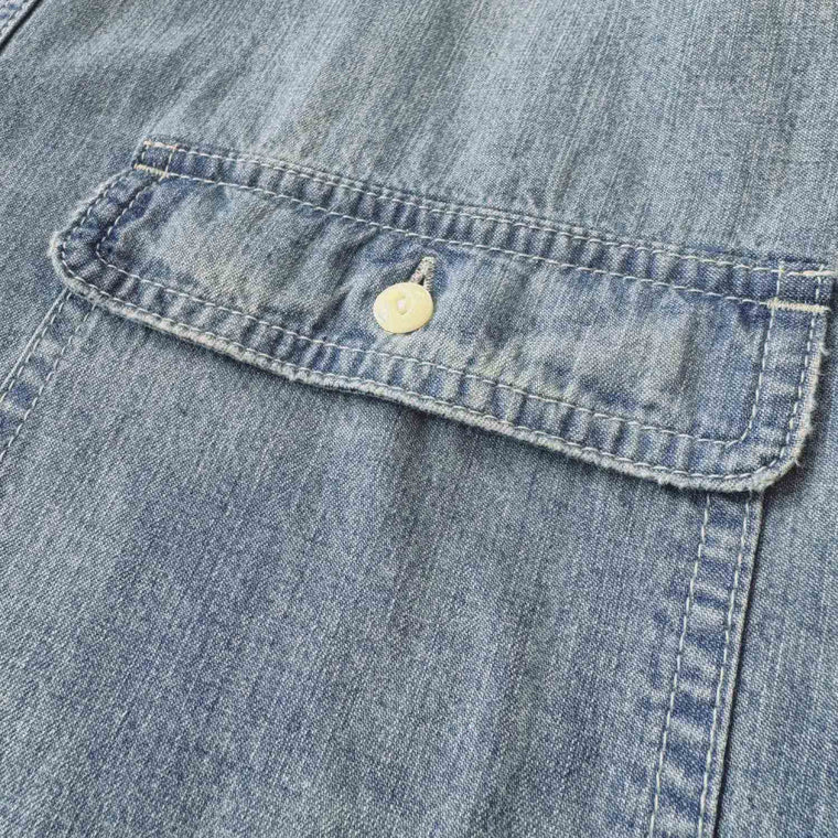 MADNESS 1940S CHAMBRAY WORKSHIRT-BLUE