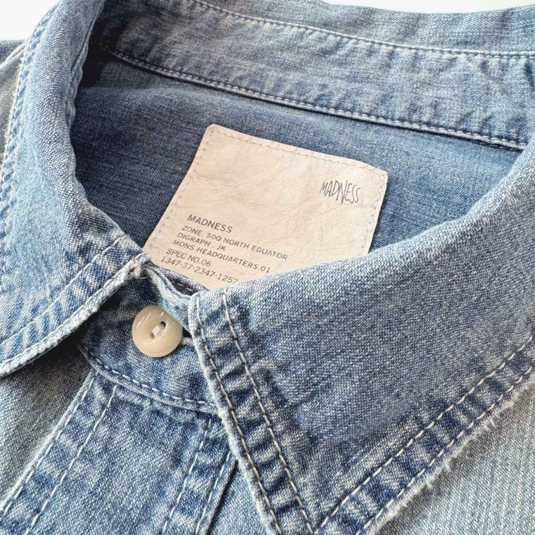 MADNESS 1940S CHAMBRAY WORKSHIRT-BLUE