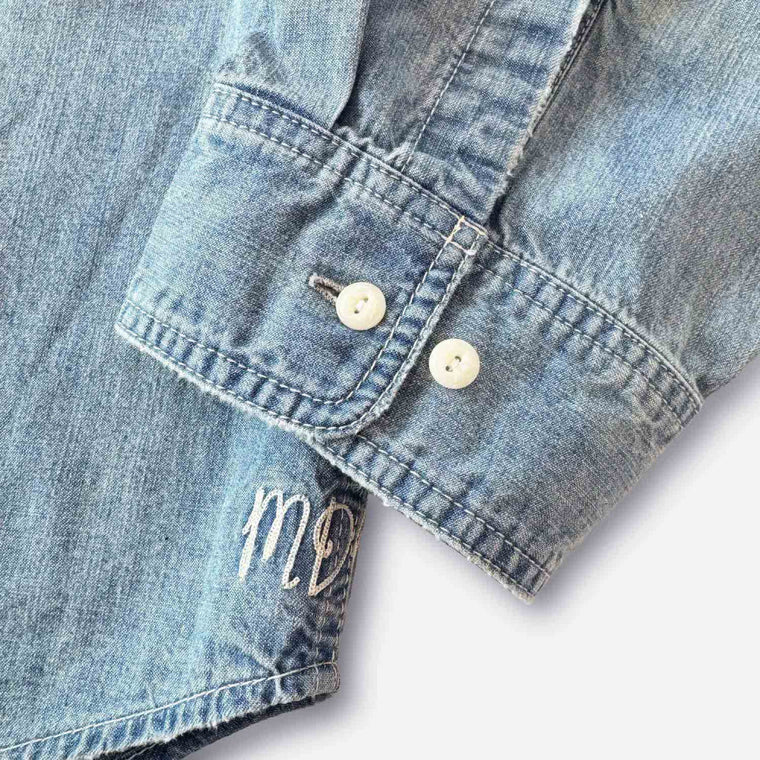 MADNESS 1940S CHAMBRAY WORKSHIRT-BLUE