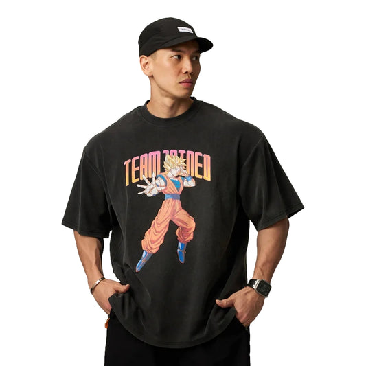 TEAMJOINED DRAGONBALL Z DRAGON GOKU OVERSIZED-WASHED BLACK