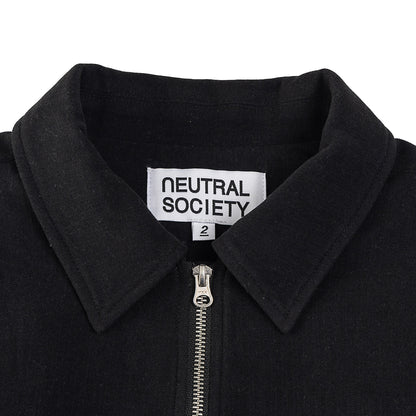 NEUTRAL SOCIETY WOOL TOUCH PADDING FLIGHT JACKET-BLACK