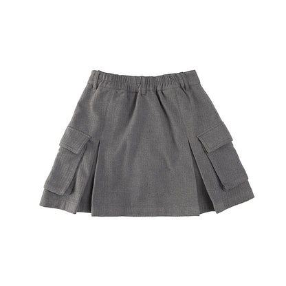 NEUTRAL SOCIETY WOOL TOUCH CARGO SKIRT-GREY