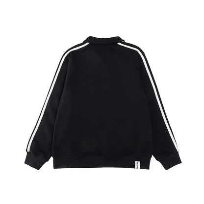 NEUTRAL SOCIETY ZIPPER POLO SWEATSHIRT-BLACK