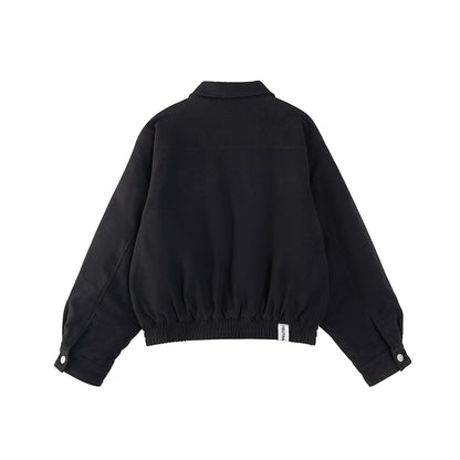 NEUTRAL SOCIETY WOOL TOUCH PADDING FLIGHT JACKET-BLACK
