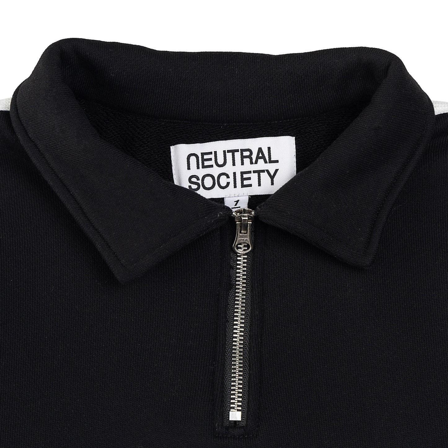 NEUTRAL SOCIETY ZIPPER POLO SWEATSHIRT-BLACK