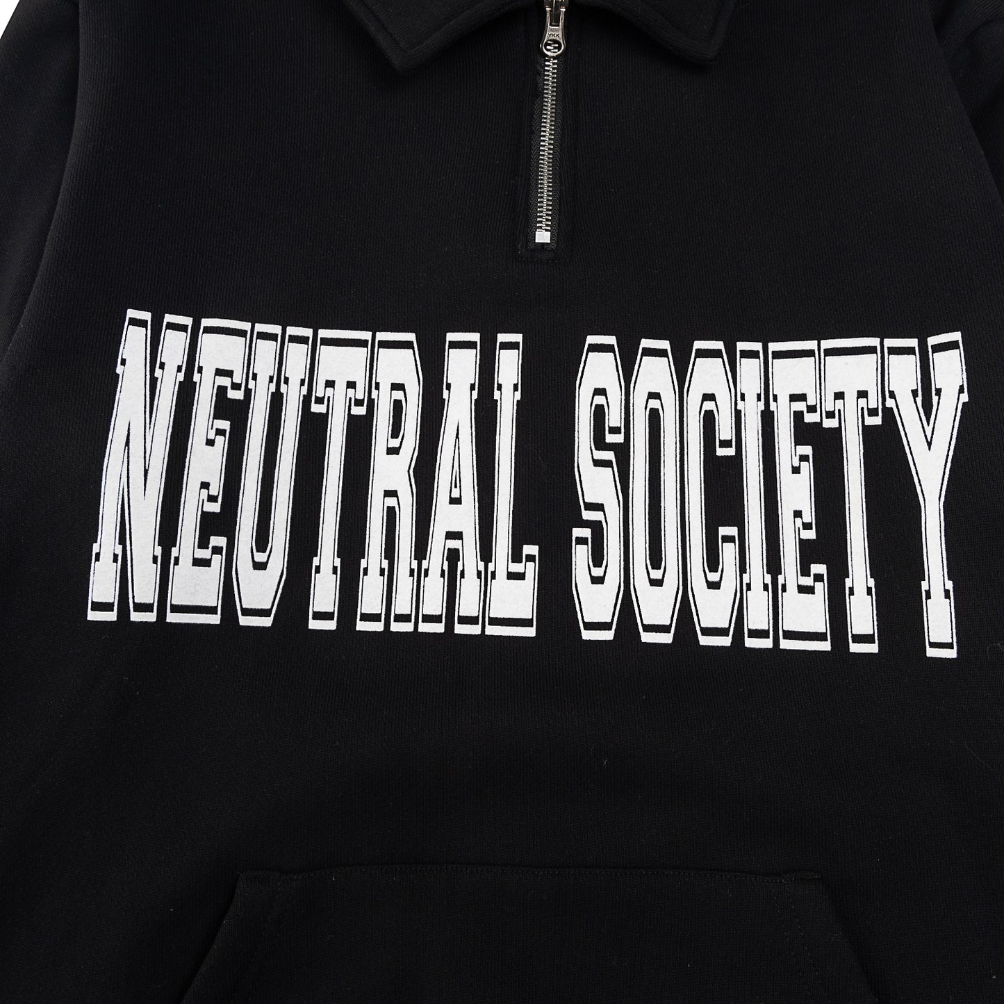 NEUTRAL SOCIETY ZIPPER POLO SWEATSHIRT-BLACK