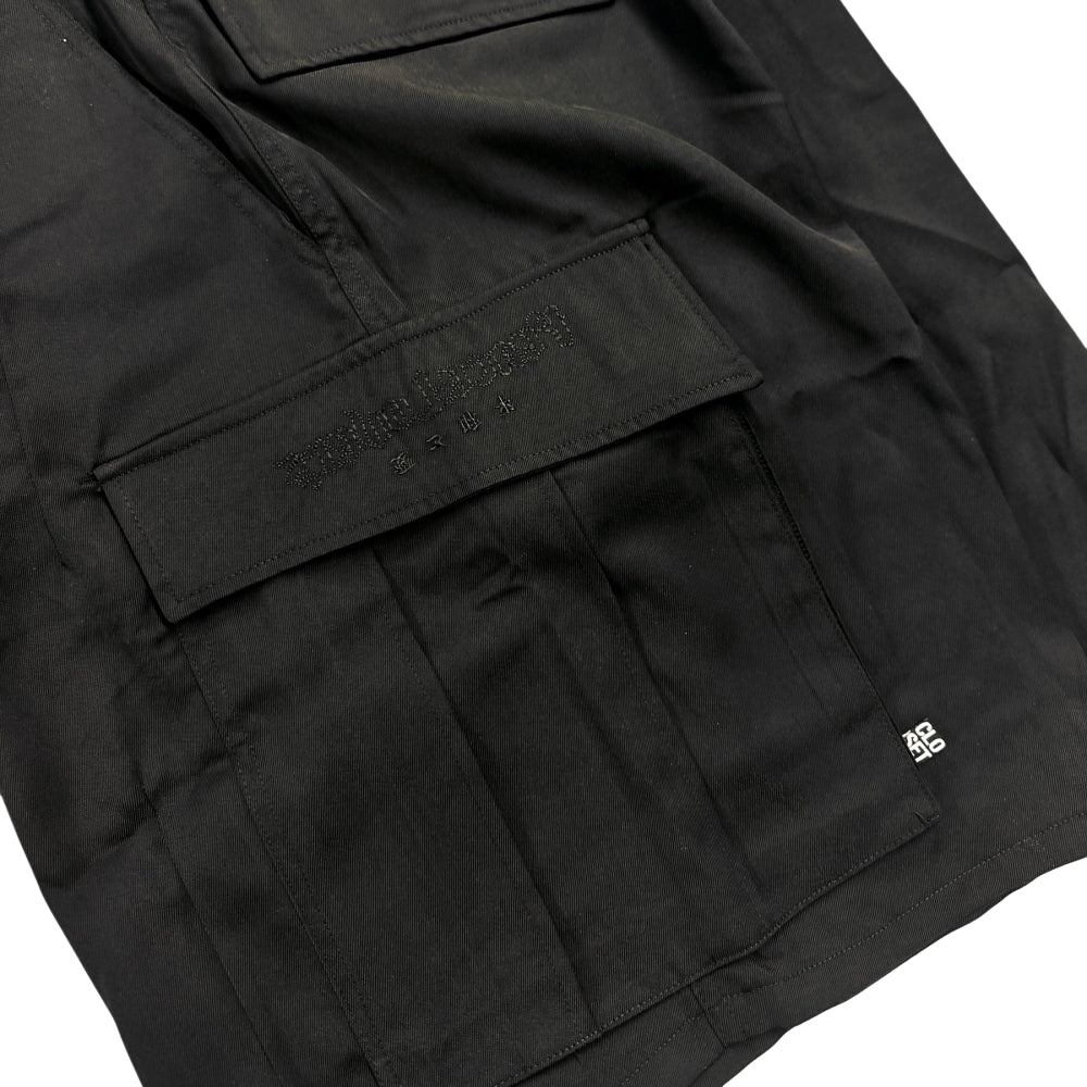 2ND CLOSET "PEACE LOVERS" EMB. CARGO SHORTS-BLACK
