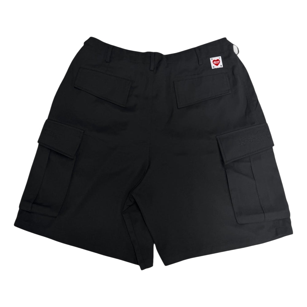2ND CLOSET "PEACE LOVERS" EMB. CARGO SHORTS-BLACK