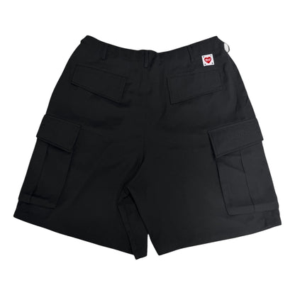2ND CLOSET "PEACE LOVERS" EMB. CARGO SHORTS-BLACK