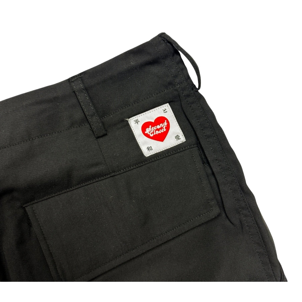 2ND CLOSET "PEACE LOVERS" EMB. CARGO SHORTS-BLACK