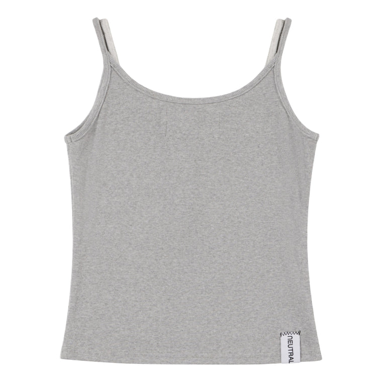 NEUTRAL SOCIETY 2 LAYERS BUTTON RIBBED TANK-HEATHER GREY