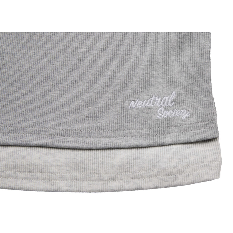 NEUTRAL SOCIETY 2 LAYERS BUTTON RIBBED TANK-HEATHER GREY