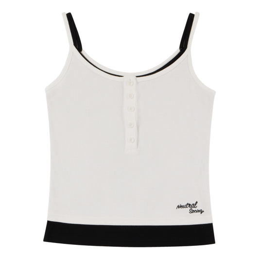 NEUTRAL SOCIETY 2 LAYERS BUTTON RIBBED TANK-WHITE